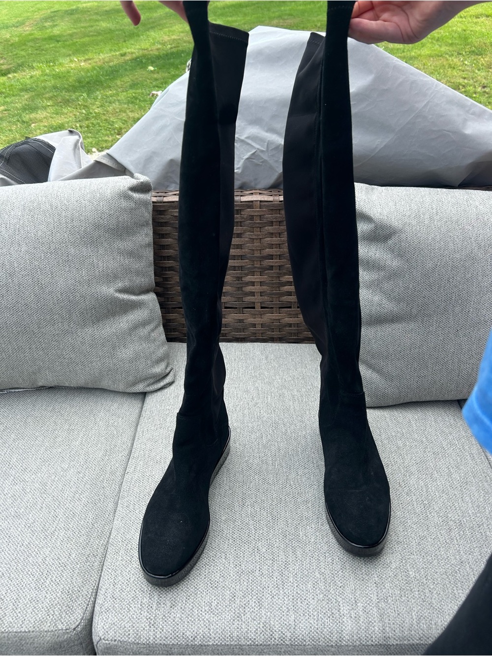 Kenneth Cole Black Over-the-Knee Suede & Stretch Boots - Picture 2 of 2